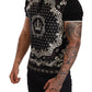 Elegant Silk Crown Print Monochrome Tee