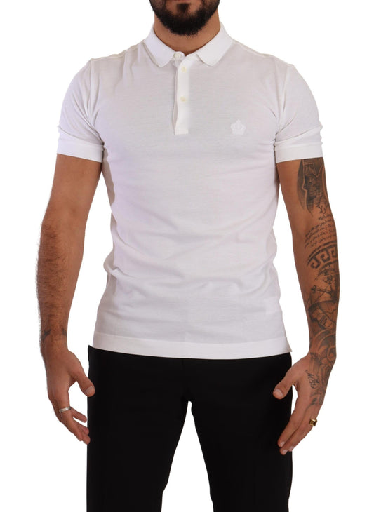 Elegant White Cotton Polo Shirt