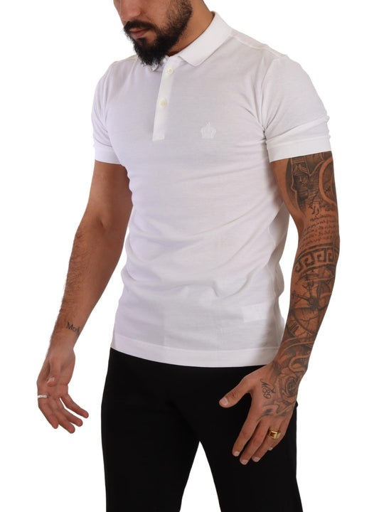 Elegant White Cotton Polo Shirt