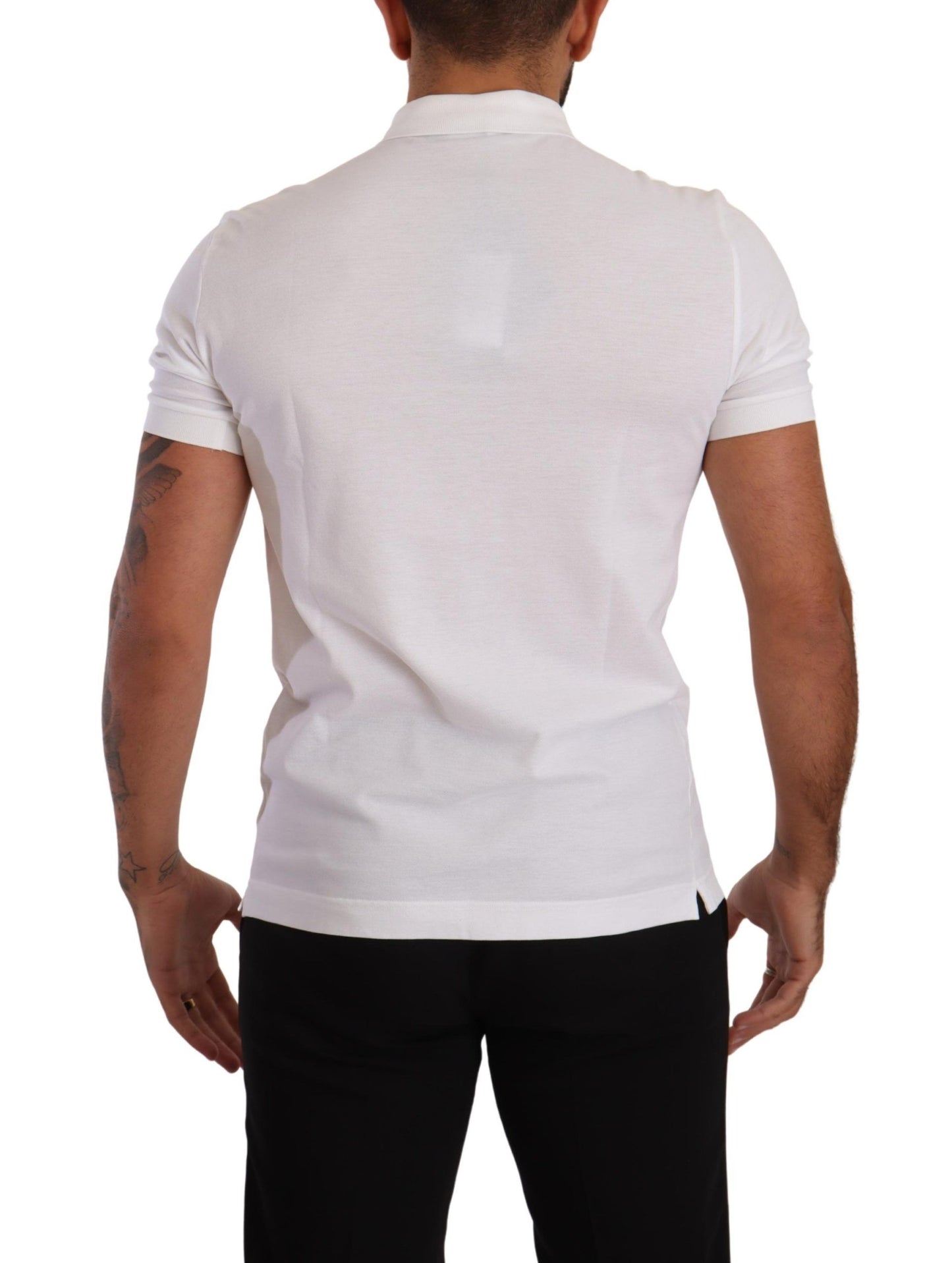 Elegant White Cotton Polo Shirt