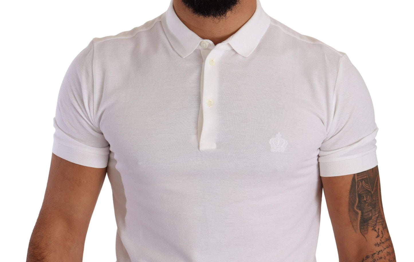 Elegant White Cotton Polo Shirt