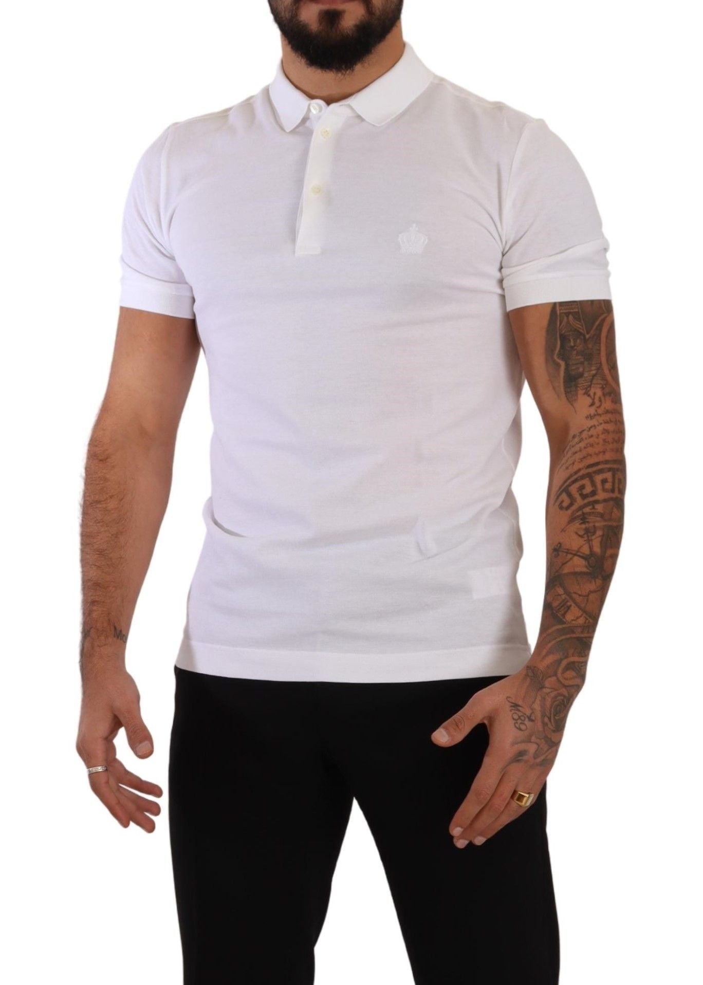 Elegant White Cotton Polo Shirt