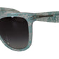 Elegant Blue Lace-Crystal Sunglasses