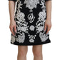 Black Lace Trim Half Sleeves A-line Dress