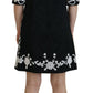 Black Lace Trim Half Sleeves A-line Dress