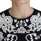 Black Lace Trim Half Sleeves A-line Dress
