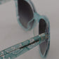 Elegant Blue Lace-Crystal Sunglasses