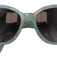 Elegant Blue Lace-Crystal Sunglasses