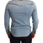 Elegant Blue Denim Slim Fit Shirt