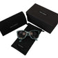 Elegant Blue Lace-Crystal Sunglasses