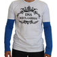 Blue White DNA Crewneck Pullover Sweater