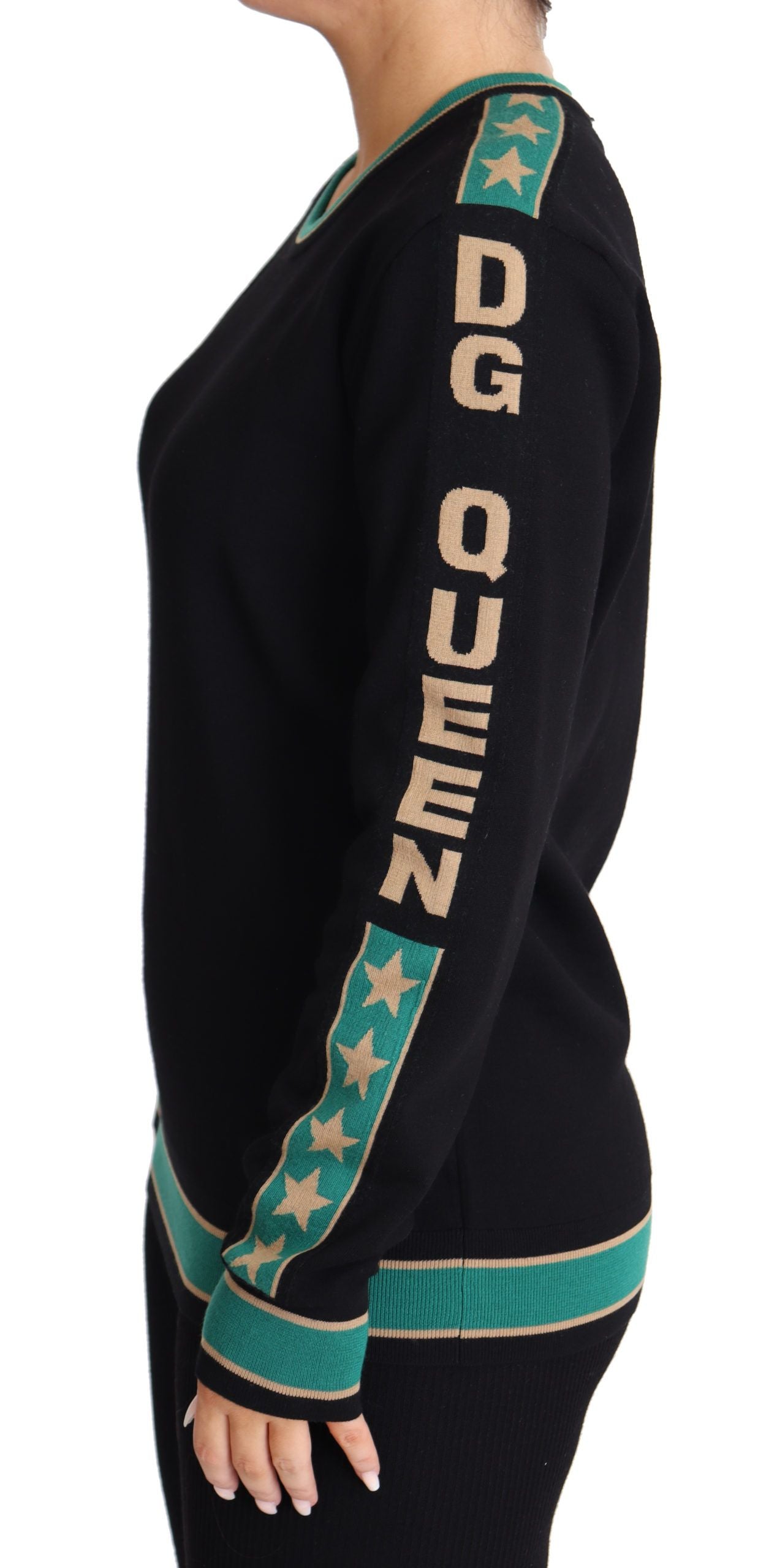 Queen Monogram Pullover Sweater in Luxe Wool Blend