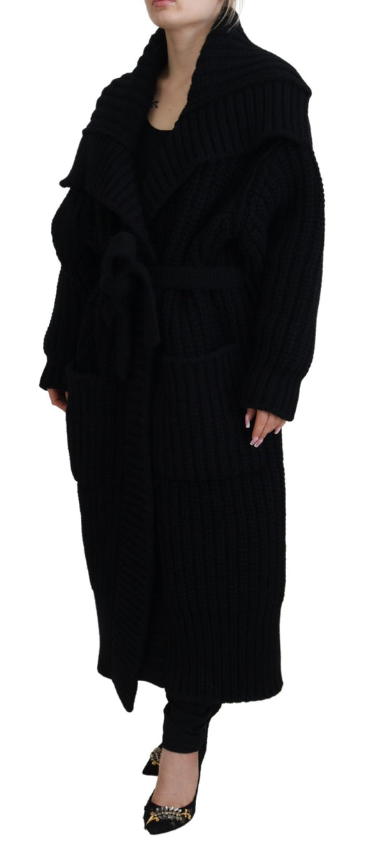 Black Wool Cashmere Knit Cardigan Sweater