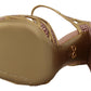 Pink Gold Leather Crystal Pumps T-strap Shoes