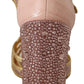 Pink Gold Leather Crystal Pumps T-strap Shoes