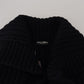 Black Wool Cashmere Knit Cardigan Sweater