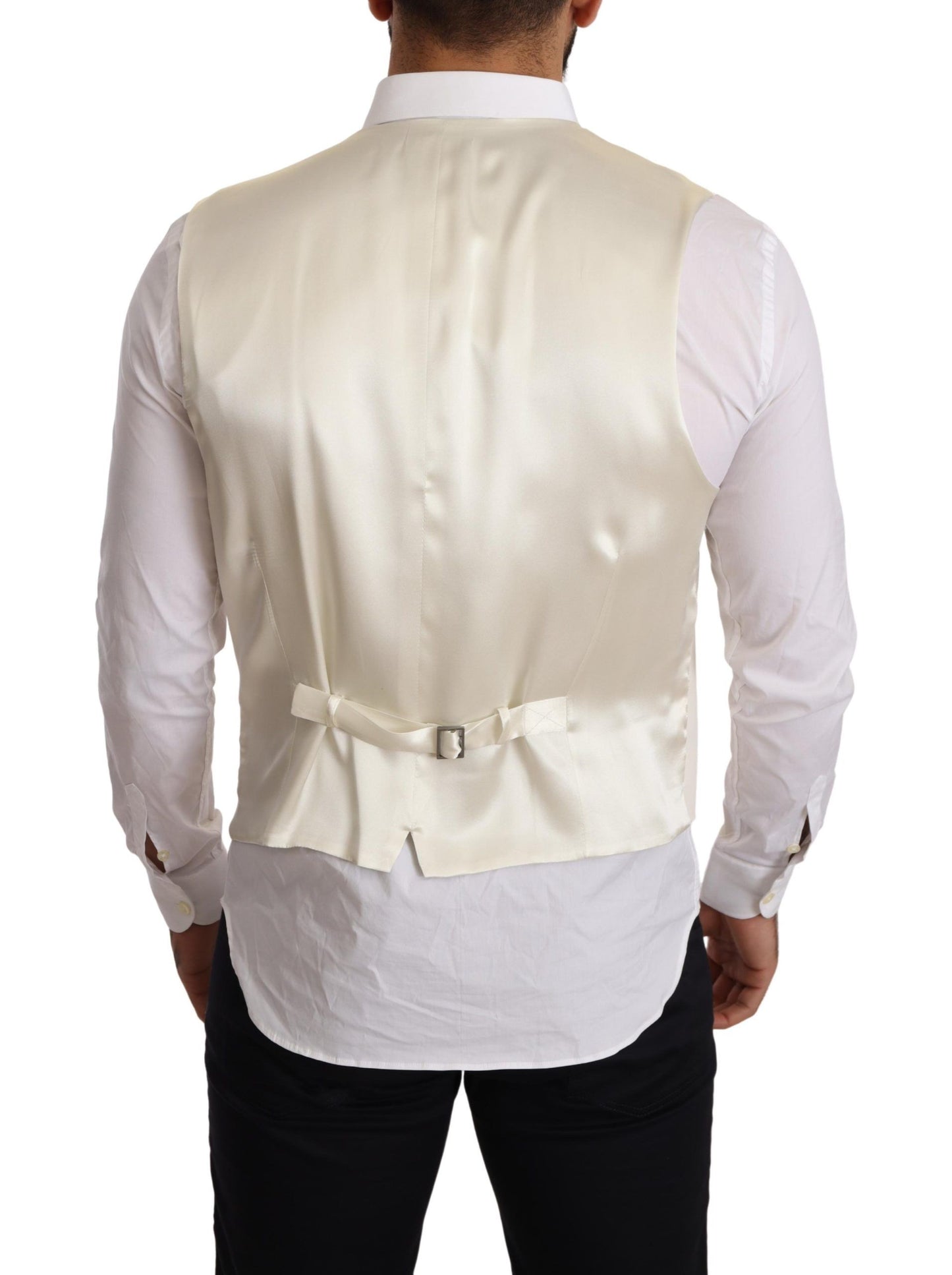 Elegant Cream Woolen Double-Breasted Vest