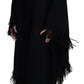 Black Long Sleeves Fringe Coat Alpaca Jacket