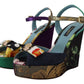 Multicolor Ankle Strap Wedge Sandals