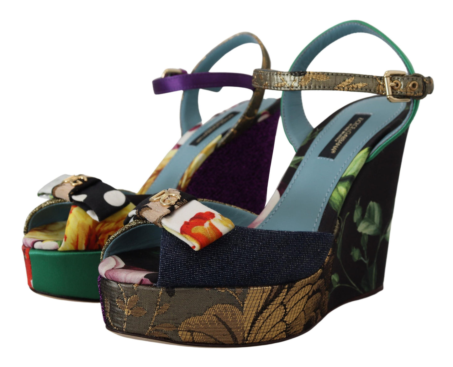 Multicolor Ankle Strap Wedge Sandals