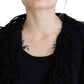 Black Long Sleeves Fringe Coat Alpaca Jacket