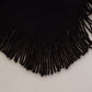 Black Long Sleeves Fringe Coat Alpaca Jacket