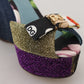 Multicolor Ankle Strap Wedge Sandals