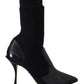 Black Socks Stiletto Heels Booties Shoes