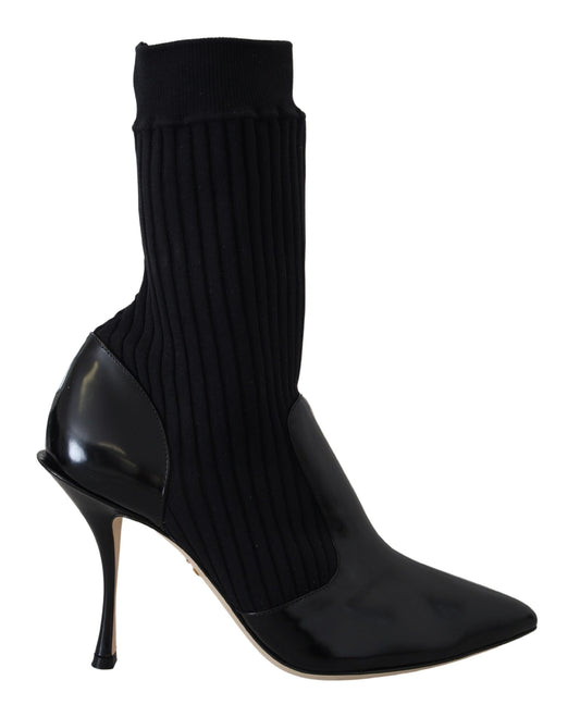 Black Socks Stiletto Heels Booties Shoes