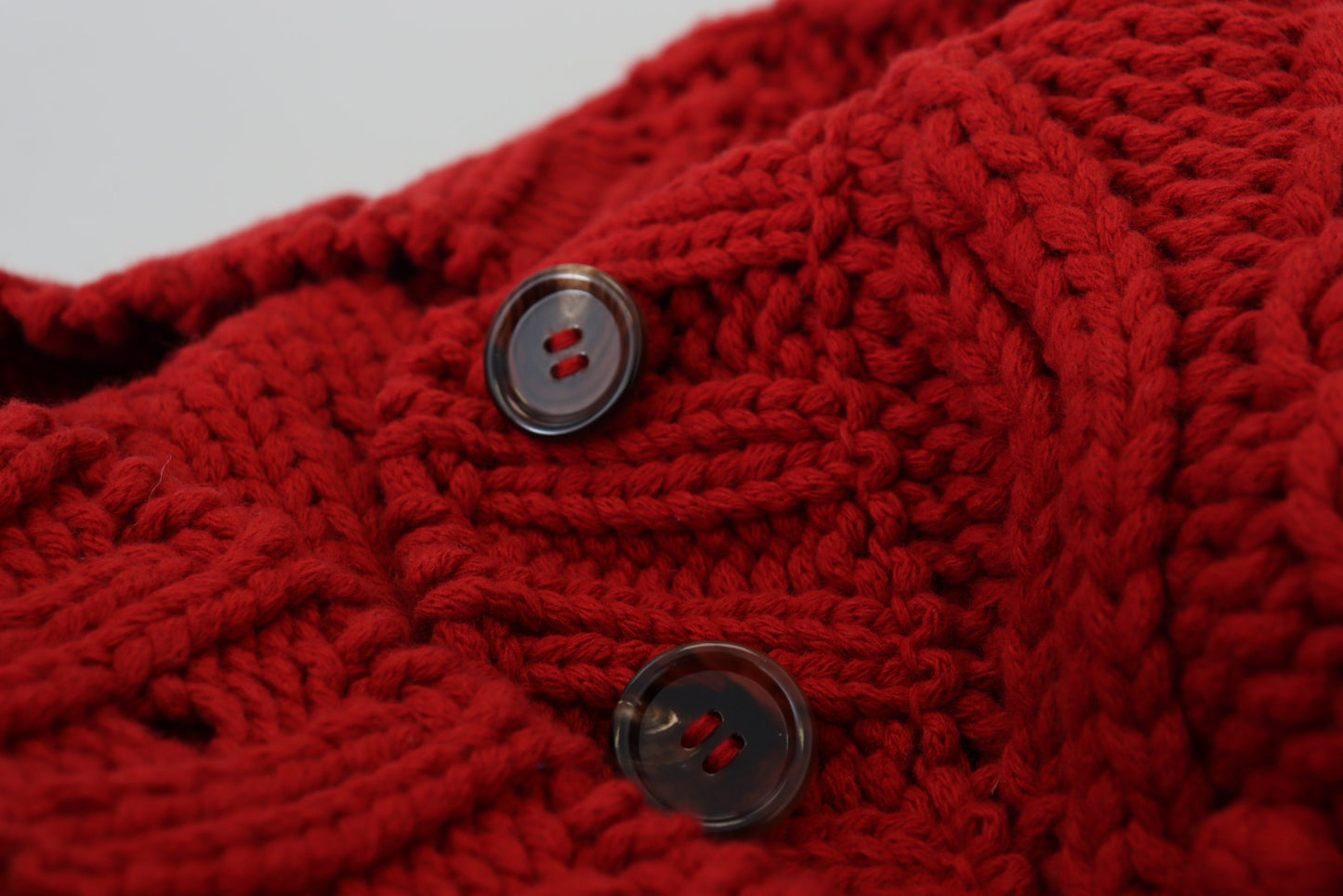 Elegant Red Virgin Wool Cardigan