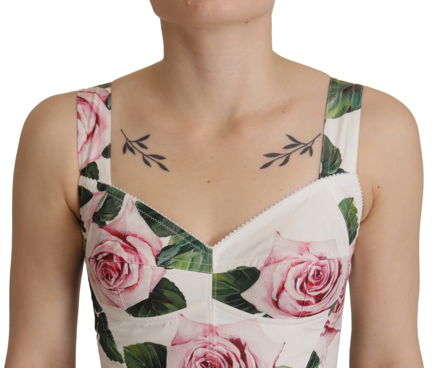 Elegant Tropical Rose Print Sleeveless Corset Top