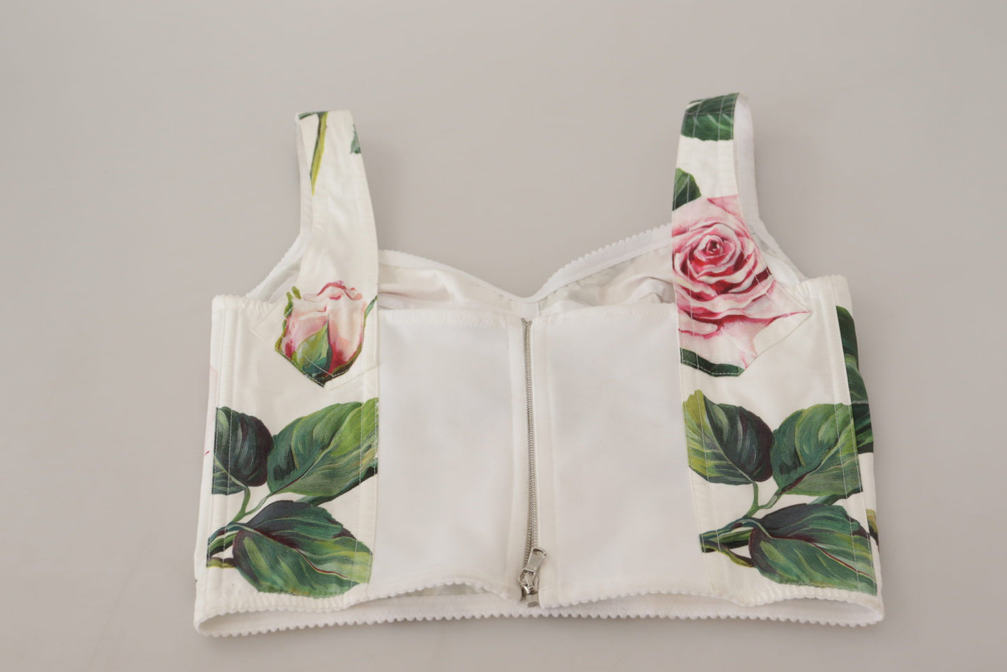 Elegant Tropical Rose Print Sleeveless Corset Top