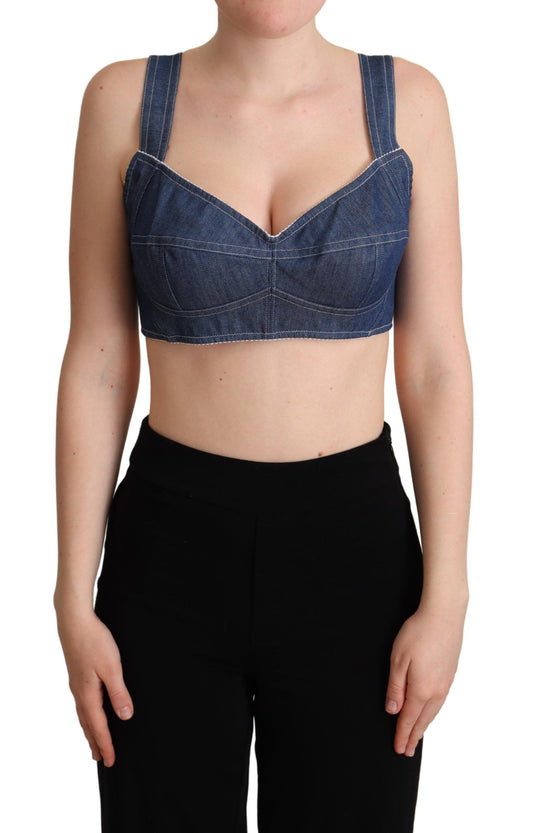 Chic Blue Bustier Crop Top