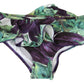 Elegant Green Eggplant Print Bikini Bottom