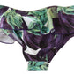 Elegant Green Eggplant Print Bikini Bottom