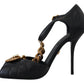 Elegant Gold-Embellished Leather Sandals