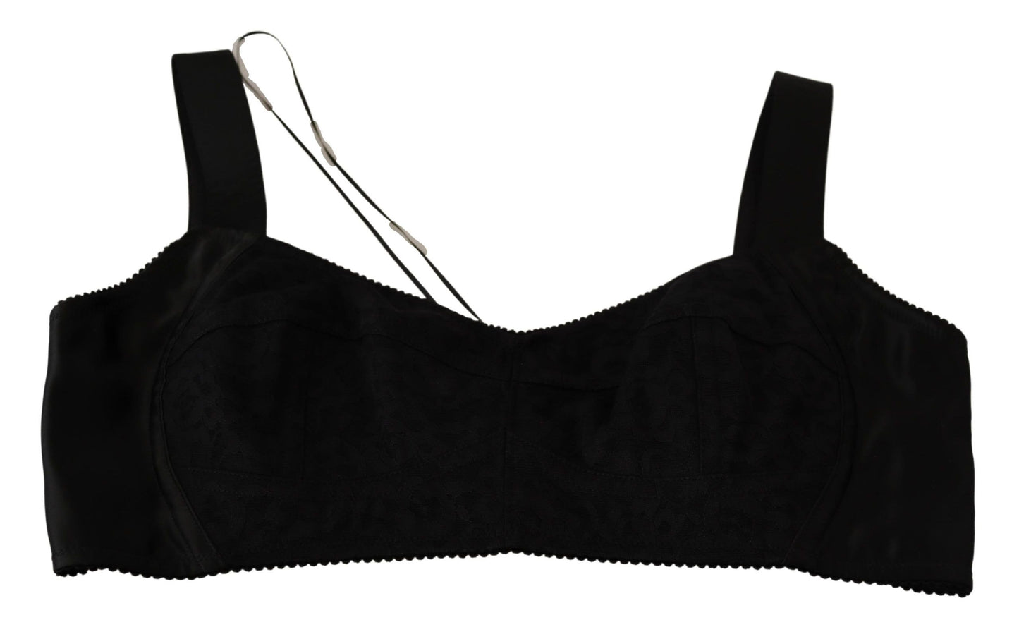 Elegant Black Silk Blend Bustier Crop Top