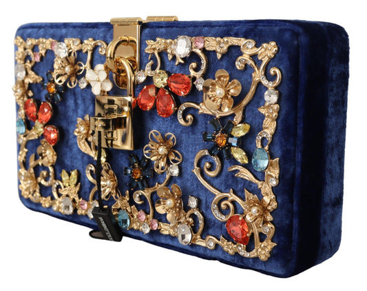 Elegant Sapphire Evening Clutch with Crystal Embellishments