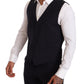 Elegant Dark Blue Three Piece Wool Blend Suit