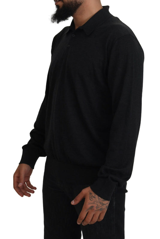 Elegant Black Cashmere Pullover Sweater