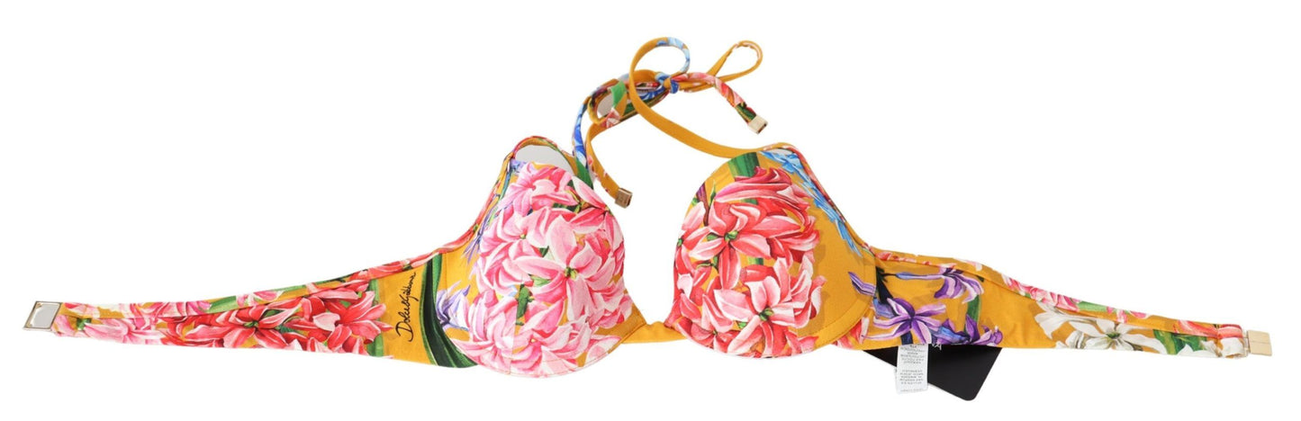 Sunny Floral Bikini Top For Elegant Beach Days