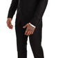Elegant Black Striped Wool Three-Piece Suit