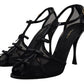 Black Stiletto High Heels Sandals Shoes