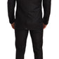 Elegant Black Striped Wool Three-Piece Suit
