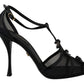 Black Stiletto High Heels Sandals Shoes