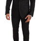 Elegant Black Striped Wool Three-Piece Suit