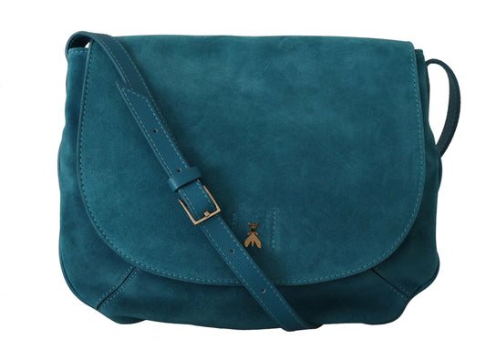 Chic Blue-Green Suede Shoulder Bag