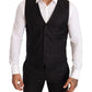 Elegant Black Striped Wool Three-Piece Suit