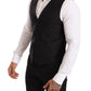 Elegant Black Striped Wool Three-Piece Suit