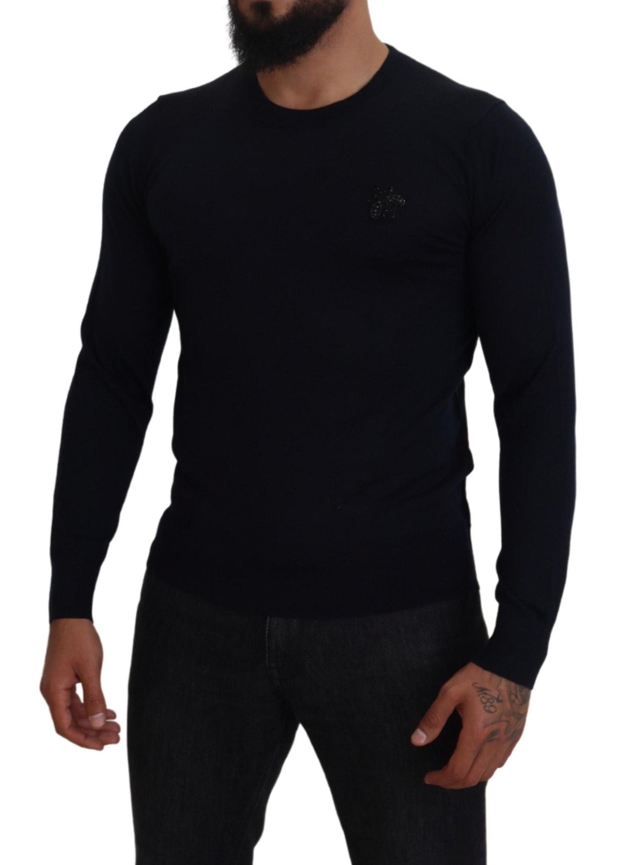 Elegant Black Cashmere Pullover Sweater